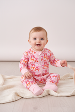 Load image into Gallery viewer, Premium berry blossom bows ruffle bamboo romper
