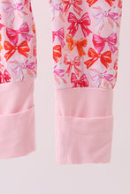 Load image into Gallery viewer, Premium berry blossom bows ruffle bamboo romper
