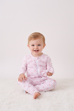 Load image into Gallery viewer, Premium blush bow stripe bamboo romper
