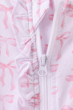 Load image into Gallery viewer, Premium tiny bow delight ruffle bamboo romper

