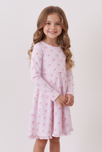 Load image into Gallery viewer, Premium blush bow stripe print ruffle bamboo dress
