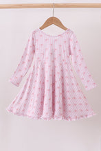 Load image into Gallery viewer, Premium blush bow stripe print ruffle bamboo dress
