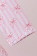 Load image into Gallery viewer, Premium blush bow stripe print ruffle bamboo dress
