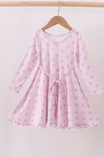 Load image into Gallery viewer, Premium blush bow stripe print ruffle bamboo dress
