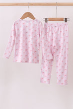 Load image into Gallery viewer, Premium blush bow stripe print bamboo pants set
