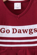 Load image into Gallery viewer, Premium Maroon Go Dawgs Mississippi embroidery ruffle dress
