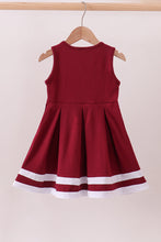 Load image into Gallery viewer, Premium Maroon Go Dawgs Mississippi embroidery ruffle dress
