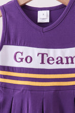 Load image into Gallery viewer, Premium Purple LSU Go Team embroidery ruffle dress

