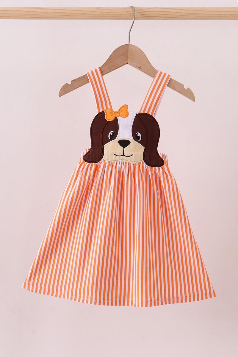 Premium orange Tennessee puppy applique dress