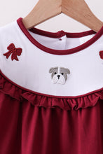 Load image into Gallery viewer, Premium Maroon Georgia bulldog bow embroidery ruffle pants set
