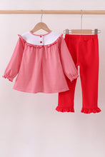 Load image into Gallery viewer, Premium Red Georgia bulldog embroidery ruffle pants set
