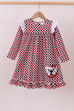 Load image into Gallery viewer, Checkered Georgia dog applique ruffle dress
