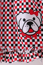 Load image into Gallery viewer, Checkered Georgia dog applique ruffle dress
