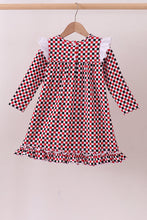 Load image into Gallery viewer, Checkered Georgia dog applique ruffle dress
