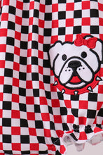 Load image into Gallery viewer, Checkered Georgia dog applique ruffle bubble
