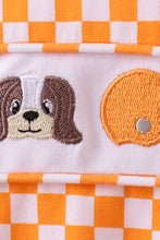 Load image into Gallery viewer, Orange Tennessee puppy bow embroidery checkered bubble
