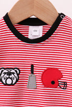 Load image into Gallery viewer, Premium Red Georgia stripe bulldog romper
