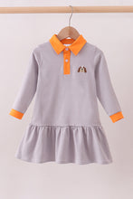 Load image into Gallery viewer, Premium Orange Tennessee stripe puppy embroidery dress
