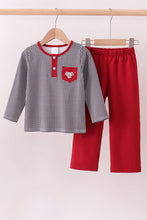 Load image into Gallery viewer, Premium Maroon Alabama elephant embroidery gingham pants set
