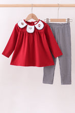 Load image into Gallery viewer, Premium Maroon Alabama elephant football embroidery gingham pants set
