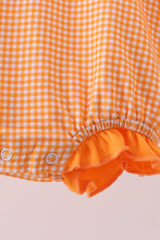 Load image into Gallery viewer, Premium Orange Tennessee puppy football embroidery gingham ruffle bubble
