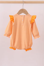 Load image into Gallery viewer, Premium Orange Tennessee puppy football embroidery gingham ruffle bubble
