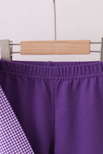Load image into Gallery viewer, Premium Purple LSU tiger football embroideyr gingham ruffle pants set
