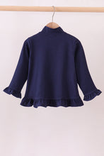 Load image into Gallery viewer, Premium Navy Auburn embroidery ruffle top
