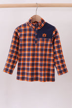 Load image into Gallery viewer, Premium Navy Auburn embroidery plaid top

