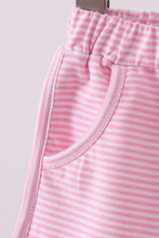 Load image into Gallery viewer, Premium Pink&amp;white stripe bow shorts
