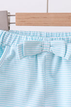 Load image into Gallery viewer, Premium Mint&amp;white stripe bow shorts

