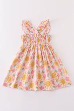Load image into Gallery viewer, Premium Pink muslin sun ice cream smocked ruffle dress
