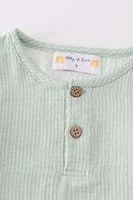 Load image into Gallery viewer, Premium Sage muslin stripe boy shorts set
