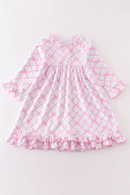 Load image into Gallery viewer, Premium Pink bow tie print ruffle pajamas dress
