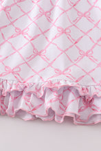 Load image into Gallery viewer, Premium Pink bow tie print ruffle pajamas dress
