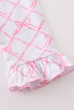 Load image into Gallery viewer, Premium Pink bow tie print ruffle pajamas dress
