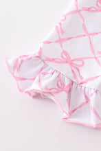 Load image into Gallery viewer, Premium Pink bow tie print ruffle pajamas dress
