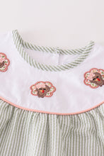 Load image into Gallery viewer, Premium Green turkey embroidery stripe girl set
