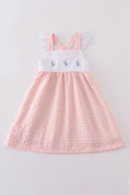 Load image into Gallery viewer, Premium Pink bunny embroidery gingham dress
