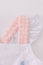 Load image into Gallery viewer, Premium Pink bunny embroidery gingham dress
