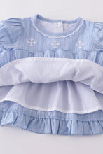 Load image into Gallery viewer, Premium Blue cross embroidery romper
