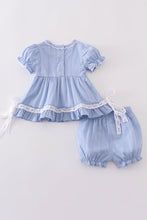 Load image into Gallery viewer, Premium Blue cross embroidery romper
