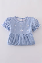 Load image into Gallery viewer, Premium Blue cross embroidery dress
