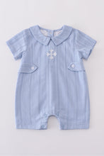 Load image into Gallery viewer, Premium Blue cross embroidery romper
