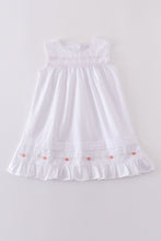 Load image into Gallery viewer, Premium white floral embroidery ruffle dress

