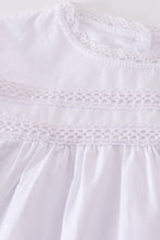Load image into Gallery viewer, Premium white floral embroidery ruffle dress
