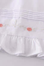 Load image into Gallery viewer, Premium white floral embroidery ruffle dress
