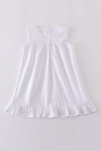 Load image into Gallery viewer, Premium white floral embroidery ruffle dress
