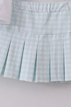 Load image into Gallery viewer, Blue active gingham skorts set
