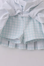 Load image into Gallery viewer, Blue active gingham skorts set
